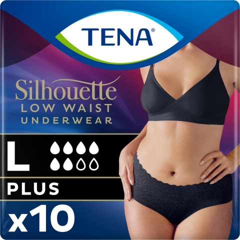 2x TENA Silhouette Underwear Low Waist Blanc Plus L 10 stuks
