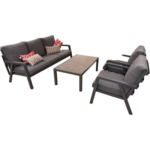 Domenico loungeset met tafel antraciet 4-delig - Driesprong collection