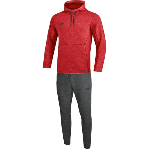JAKO M9629D Joggingpak Met Sweaterkap Premium Basics Dames - Rood Gemeleerd - 36