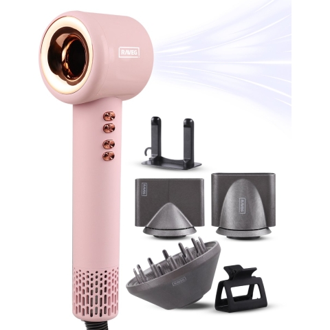 RAVEG Hyperpower® Föhn met Diffuser Haardroger Ionische Krullen - Pink