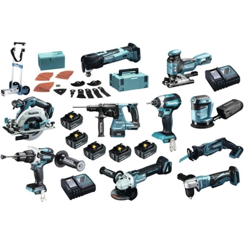 Makita DLX1009TJ2 Accu Combiset 10-delig met Trolley 18V 5.0Ah in Mbox