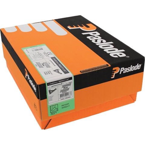 Paslode 34° Papier Gebonden Stripnagels IM350 | D-kop | 2,8x80 mm | Blank | Glad | +2x Gas VE=2200 - 141218
