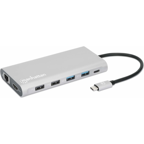 Manhattan USB-C PD 12-in-1-Dockingstation USB-C dockingstation Geschikt voor merk (dockingstation): Universeel Geïntegreerde kaartlezer, USB-C Power Delivery