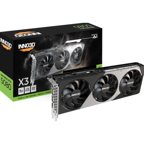 Inno 3D Nvidia RTX 5080 Videokaart X3 16GB G 16 GB GDDR7-RAM PCIe x16 HDMI 2.1, DisplayPort 2.1 NVIDIA G-Sync , Overclocked