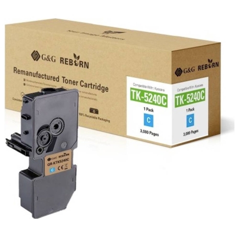 G&G Toner vervangt Kyocera TK-5240C Compatibel Cyaan 3000 bladzijden Reborn remanufactured 21305