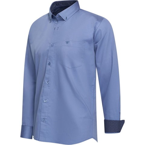 Cappuccino Italia - Heren Overhemden Stretch Overhemd Ancona - Blauw - Maat M
