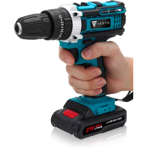 Vesto® PowerDrive Accuboormachine 21V- Incl. 2x 1,5 Ah Accu's en Accessoire Set