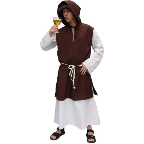 Pater Trappist Monikken abdij verkleedkleding kostuum - voor heren - bruin/wit - carnaval 54 (L) -