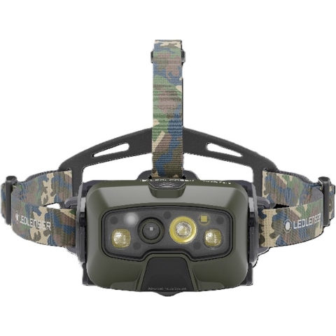HF8R Core RGB visserij hoofd zaklamp oplaadbaar, camouflage, 1600lm, 8 modi incl. rood, groen, blauw LED-licht, tot 90 uur looptijd, verstelbare focus, waterdicht, essentile