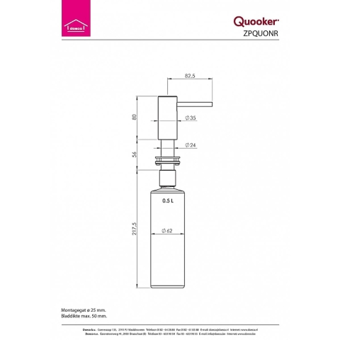 Quooker Zeeppomp Nordic Gunmetal
