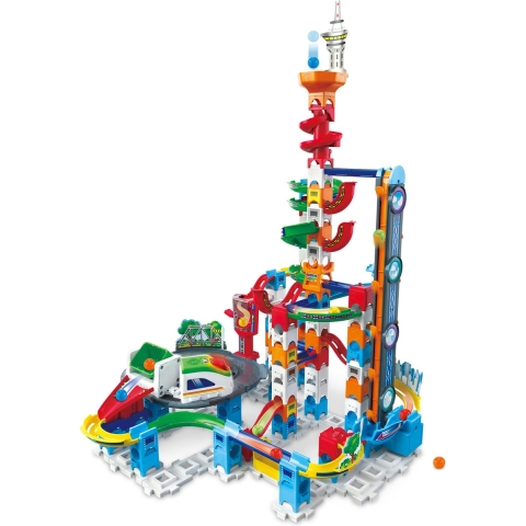 VTech Marble Rush Super Sky Tower Set XL300E Knikkerbaan - 143 Onderdelen - Incl. 10 Knikkers met Licht- en Geluidseffecten - Cadeau - Speelgoed Vanaf 4 Jaar