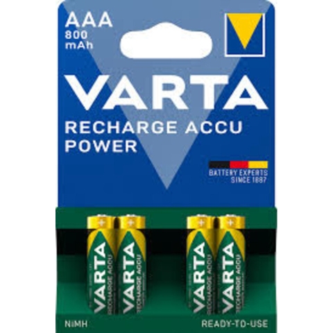 12x Varta Recharge Accu Power Oplaadbare Batterijen AAA 800mAh 4 stuks