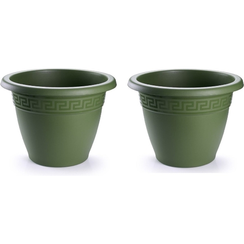 PlasticForte Plantenpot - 4x stuks - donkergroen - 45x38 cm - bloempot - kunststof - rond -