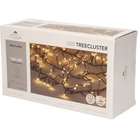 Kerstverlichting - cluster - warm wit - timer en dimmer - 10m - binnen en buiten -