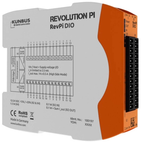 Revolution Pi by Kunbus RevPi DIO PR100197 PLC-uitbreidingsmodule 24 V