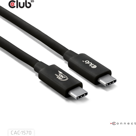 club3D USB-C-kabel USB 4.0 USB-C stekker 1.20 m Zwart CAC-1570