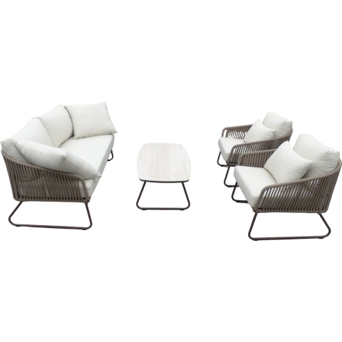 Calera 4 piece loungeset aluminium bronze/belt toffee/wool white AW - Yoi