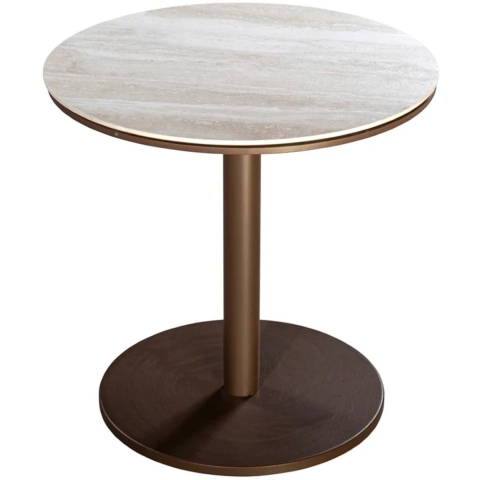Millor side table dia. 50x50 cm aluminium bronze/travertin - Yoi