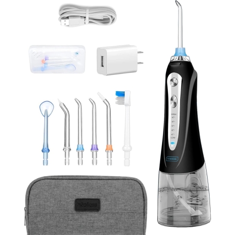 V-Goods Professionele Waterflosser - Draadloos - Tandsteen Verwijderaar - Monddouche - Flosapparaten - INCLUSIEF 6 Opzetstukken&Etui