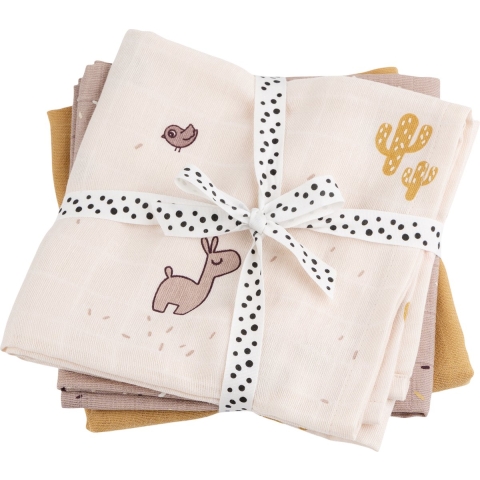 Done by Deer Hydrofiele Doek - 3-pack - 70x70 cm - Tulp Powder - Done by Deer - OneSize - Hydrofiele Doek