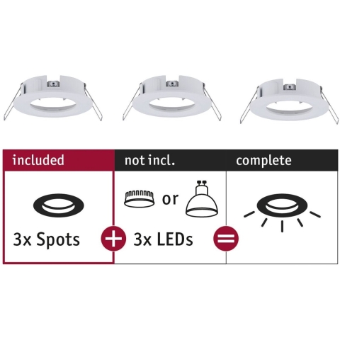 Paulmann 92480 EBL Choose Inbouwring Set van 3 stuks 10 W Wit (mat)