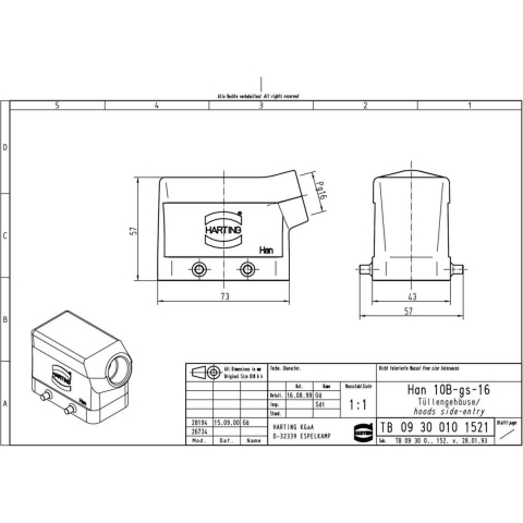 Afdekkap Han® 10B-gs-16 09300101521 Harting 1 stuk(s)