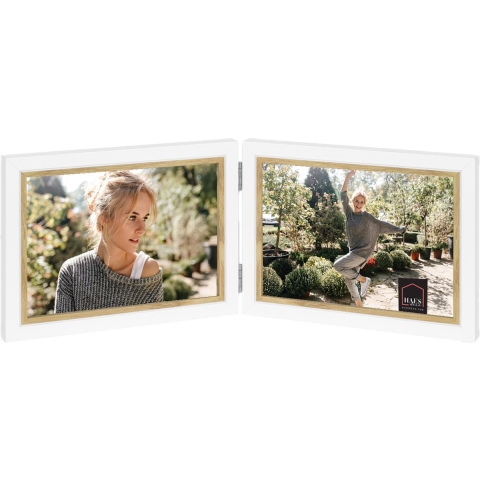 Haes Deco Houten Fotolijst Duo Fevik in wit met bruin voor 2 foto's 13x18 - CV975HS