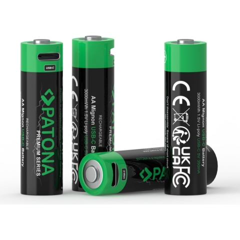 4 x AA oplaadbare batterijen, USB-C aansluiting - 1,5V - 2000mAh