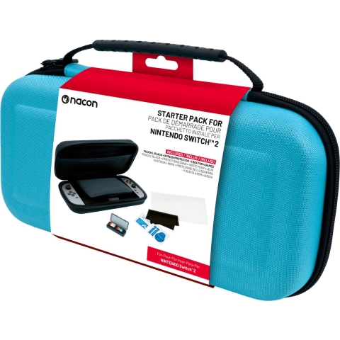 Nacon Switch 2 Starter Pack Pouch (Blue) + Tempered Glass Screen Protector + Game Cases