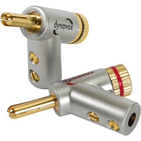 Audio Dynavox banaanstekker set met uitzetbare tip 4 delig haaks