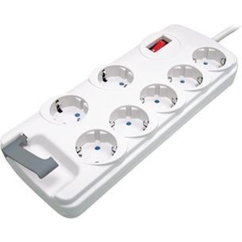 Tafelcontactdoos 7-voudig met overspanningsbeveiliging wit