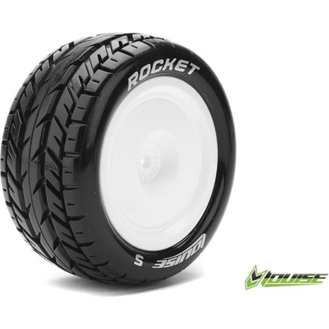 Louise E-ROCKET Banden Set - Soft - Velgen Wit - Hex 12mm - 4WD Achter