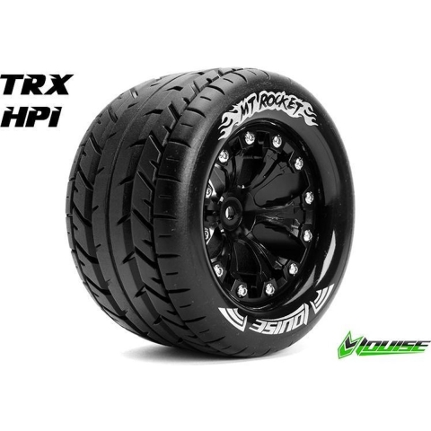 Louise MT-Rocket Banden Set - 2.8" Velgen Zwart - 1/2" Offset - Hex 12mm (electro 2WD: FR, electro 4x4: FR/RR, nitro 2WD RR)