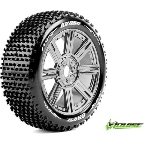Louise B-HORNET Soft banden op black chrome spaakvelgen voor 1/8 buggy