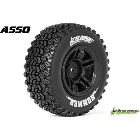 Louise SC-HUMMER shortcourse Soft banden op zwarte velgen - SC10 4X4 (voor/achter)