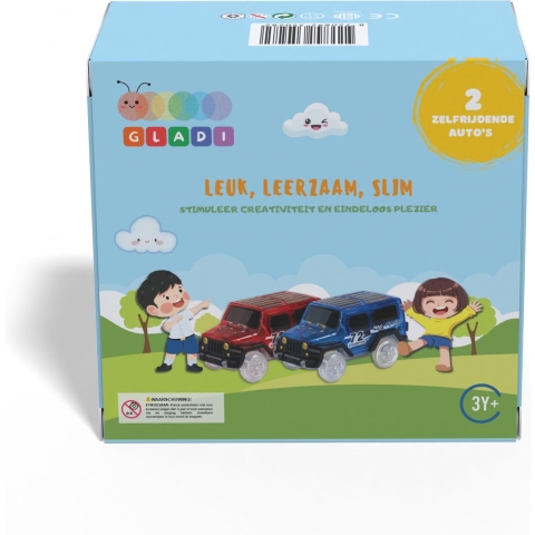 Gladi Magnetisch Speelgoed - Uitbreidingsset - 2 auto's