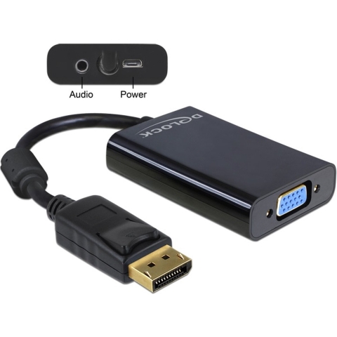 Delock 65439 VGA / DisplayPort Adapter [1x D-sub stekker 15-polig - 1x DisplayPort bus] Zwart