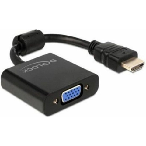 Delock 65512 HDMI / VGA Adapter [1x HDMI-stekker - 1x D-sub bus 15-polig] Zwart 0.25 m