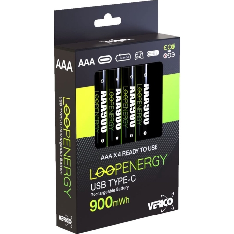 Verico LoopEnergy USB-C Oplaadbare batterij (USB-C) Li-ion 600 mAh 1.5 V 4 stuk(s)