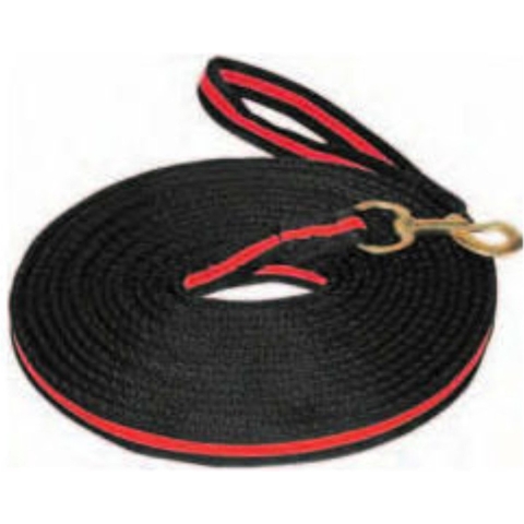 Longeerlijn Soft Zwart"Rood 8 Meter