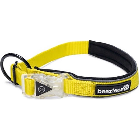 Beeztees Safety Gear Parinca Premium - Hondenhalsband - LED - Nylon - Geel - 35-40 cm x 20 mm