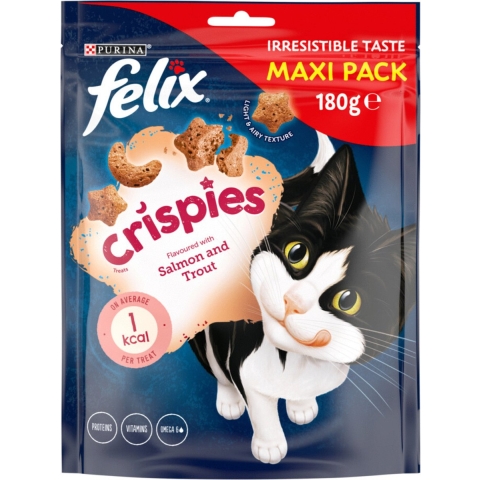 Felix Crispies met zalm- & forelsmaak kattensnacks 5 x 180 g