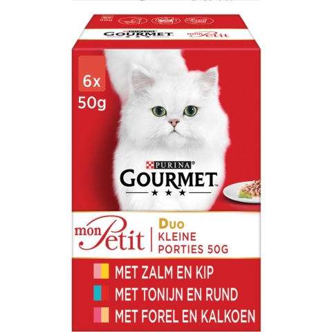 Gourmet Mon Petit Intense met vis & vlees natvoer kat 8 x (6 x 50 g)
