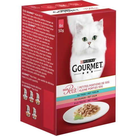 Gourmet Mon Petit Intense met tonijn, zalm en forel natvoer kat 8 x (6 x 50 g)