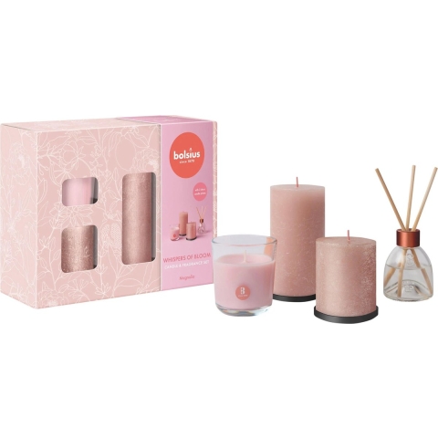 Bolsius Whisper Of Bloom Candle & Fragrance Set Magnolia