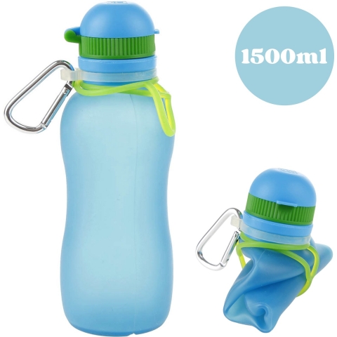 Viv Bottle 3.0 - Opvouwbare Siliconen Fles / Bidon - Blauw 1500ml