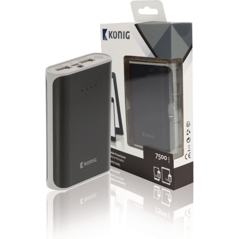 Powerbank Lithium-Ion 7500 mAh USB Zwart König