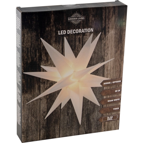 Ster kunststof 35cm wit 4xwarmled timer