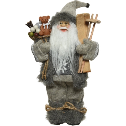 Kerstman H45cm grijs polyester