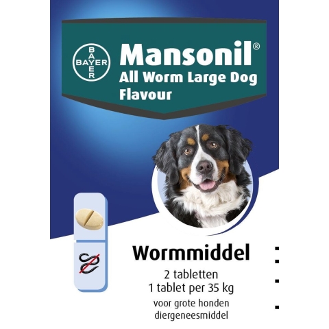 Mansonil All Worm Large Dog - 2 tabletten